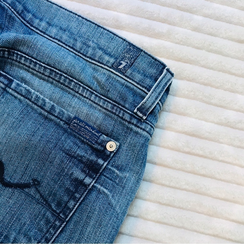 7Fam 7 For All Mankind Distressed Skinny Jeans Women’s size 30 10 medium - Picture 5 of 10